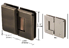 CRL Antique Bronze Pinnacle 180 Series 180 Degree Glass-to-Glass Standard Hinge