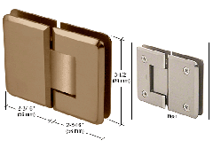 CRL Brushed Bronze Pinnacle 180 Series 180 Degree Glass-to-Glass Standard Hinge