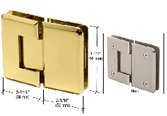 CRL Polished Brass Pinnacle 180 Series 180 Degree Glass-to-Glass Standard Hinge