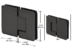 CRL Matte Black Pinnacle 180 Series 180 Degree Glass-to-Glass Standard Hinge