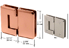 CRL Polished Copper Pinnacle 180 Series 90 Degree Glass-To-Glass Hinge