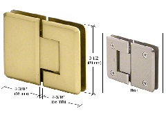 CRL Satin Brass Pinnacle 180 Series 180 Degree Glass-to-Glass Standard Hinge