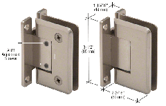 CRL Brushed Nickel Pinnacle 337 Series Adjustable Wall Mount Full Back Plate Hinge