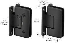 CRL Matte Black Pinnacle 337 Series Adjustable Wall Mount Full Back Plate Hinge