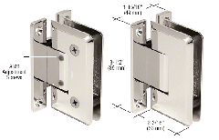 CRL Polished Nickel Pinnacle 337 Series Adjustable Wall Mount Full Back Plate Hinge