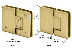 CRL Satin Brass Pinnacle 380 Series Adjustable 180 Degree Glass-to-Glass Hinge