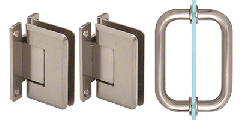 CRL Brushed Nickel Pinnacle Shower Pull and Hinge Set