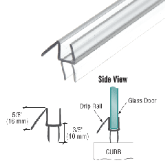 CRL Clear Co-Extruded Bottom Wipe with Drip Rail for 1/4" Glass