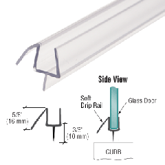 CRL Clear Co-Extruded 36" Bottom Wipe with Soft Drip Rail for 3/8" Glass- 10/Box