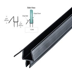 CRL Black Co-Extruded Bottom Wipe with Drip Rail for 3/8" Glass