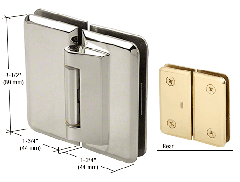 CRL Polished Nickel Petite 181 Series 180 Degree Glass-to-Glass Hinge Swings Out Only