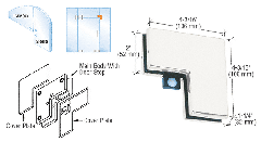 CRL Polished Stainless Sidelite Mounted Transom Patch with Reversible Door Stop