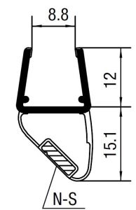 CRL 45 Degree RH Magnetic Profile for Glass-to-Glass fits 3/8" to 1/2" Glass