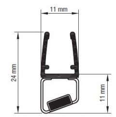 CRL Black 135º LH Magnetic Profile for 6 mm and 8 mm  Glass, 2500 mm