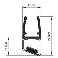 CRL Black 135º RH Magnetic Profile for 6 mm and 8 mm  Glass, 2500 mm 