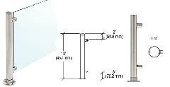 CRL Brushed Stainless 18" High 1" Round PP56 Slimline Series Straight Front Counter/Partition End Post