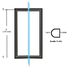 CRL 8" Matte Black RM Series Flat Outside Surface/Round Tubing Inside Back-to-Back Pull Handle