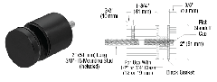 CRL Matte Black Glass Rail Standoff Base and Cap - 1-3/4" Projection
