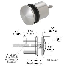 CRL Brushed Stainless 2-3/8" x 1-3/4" Point Supported Standoff Base and Domed Cap