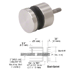 CRL Brushed Stainless Glass Rail Standoff Base and Cap - 1" Projection