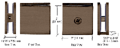 CRL Brushed Bronze Square Style Hole-in-Glass Fixed Panel U-Clamp