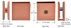 CRL Brushed Copper Square Style Hole-in-Glass Fixed Panel U-Clamp