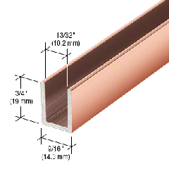 CRL Polished Copper 3/8" Fixed Panel Shower Door Deep U-Channel - 95"