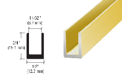 CRL Brite Gold Anodized 5/16" Single Aluminum U-Channel