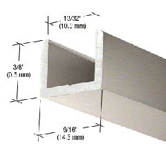 CRL Brushed Nickel Frameless Shower Door Aluminum Regular U-Channel for 3/8" Thick Glass