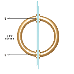 CRL Gold Plated 5-1/8" Tubular Back-to-Back Circular Style Brass Shower Door 3/4" Diameter Pull Handles