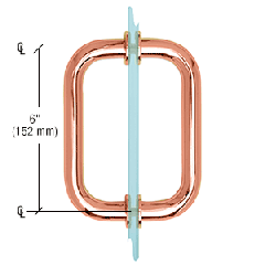 CRL Polished Copper 6" Tubular Back-to-Back 3/4" Diameter Shower Door Pull Handles