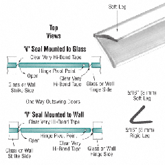 CRL Translucent Vinyl Edge 'V' Seal for 1/4" Maximum Gap Without Tape