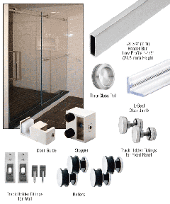 CRL Brushed Stainless Steel Deluxe 180 Degree Serenity Series Sliding System