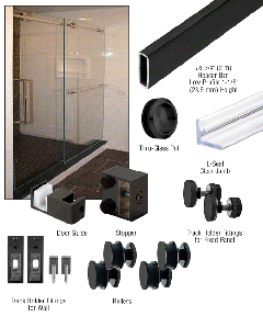 CRL Matte Black Deluxe 180 Degree Serenity Series Sliding System