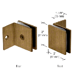 CRL Antique Brass Fixed Panel Square Clamp With Small Leg