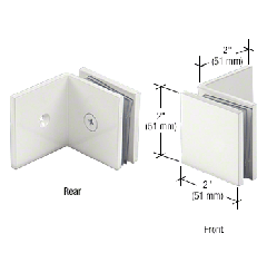 CRL White Fixed Panel Square Clamp With Large Leg