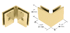 CRL Unlacquered Brass Square 90 Degree Glass-to-Glass Clamp