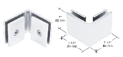 CRL White Square 90 Degree Glass-to-Glass Clamp