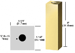 CRL Brass 1-1/4" Square Standoff Base 4" in Length