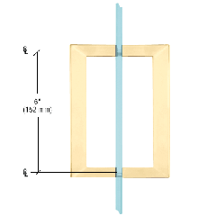 CRL Satin Brass 6" x 6" SQ Series Square Tubing Back-to-Back Pull Handle