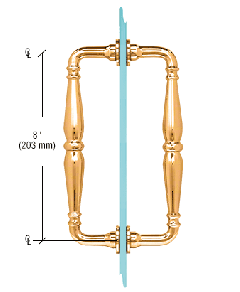 CRL Gold Plated 8" Victorian Style Back-to-Back Pull Handles