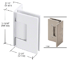 CRL All White Vienna 044 Series Wall Mount Offset Back Plate Hinge