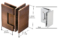 CRL Antique Brushed Copper Vienna 092 Series 90 Degree Glass-to-Glass Hinge