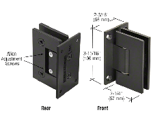 CRL Matte Black Vienna 337 Series Adjustable Wall Mount Full Back Plate Hinge