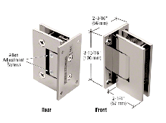 CRL Polished Nickel Vienna 337 Series Adjustable Wall Mount Full Back Plate Hinge