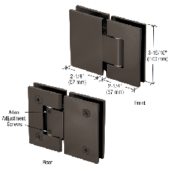 CRL Oil Rubbed Bronze Vienna 380 Series Adjustable 180 Degree Glass-to-Glass Hinge