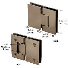 CRL Brushed Bronze Vienna 380 Series Adjustable 180 Degree Glass-to-Glass Hinge