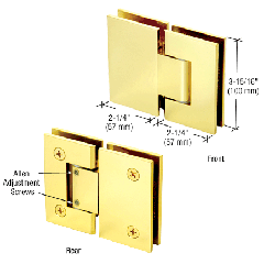 CRL Polished Brass Vienna 380 Series Adjustable 180 Degree Glass-to-Glass Hinge