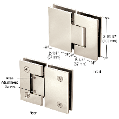 CRL Polished Nickel Vienna 380 Series Adjustable 180 Degree Glass-to-Glass Hinge