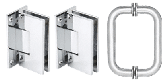 CRL Polished Chrome Vienna Shower Pull and Hinge Set